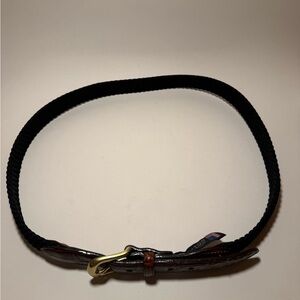 Brighton Stretch Belt Leather Trim Brown Black Gold Buckle Size 36